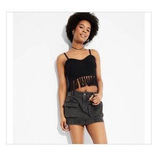 Wild Fable Women's Denim Cargo Mini Skirt - Black Wash Size  XXS new